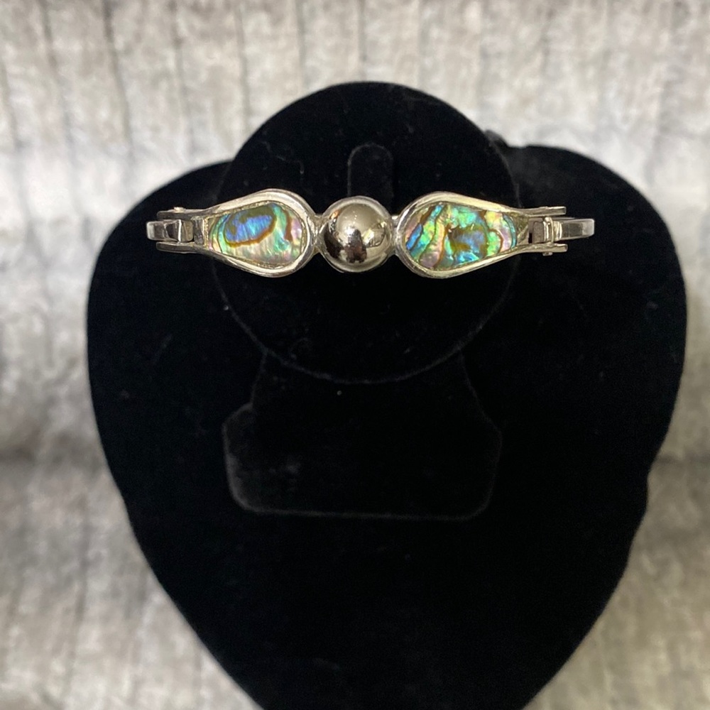 Sterling Silver Alpaca Handmade Bracelet w/ Abalone